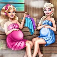 Barbie and Elsa Pregnant Sauna