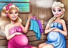 Barbie and Elsa Pregnant Sauna
